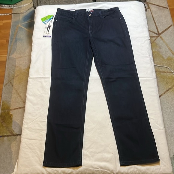 NWT Santana Dark Blue Mid Rise Straight Leg Tummy Control Jeans sz 14 inseam 31” - Picture 2 of 6